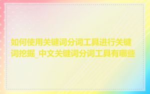 如何使用关键词分词工具进行关键词挖掘_中文关键词分词工具有哪些