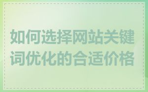 如何选择网站关键词优化的合适价格