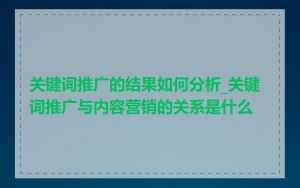 关键词推广的结果如何分析_关键词推广与内容营销的关系是什么