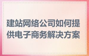 建站网络公司如何提供电子商务解决方案