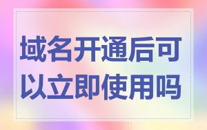 域名开通后可以立即使用吗