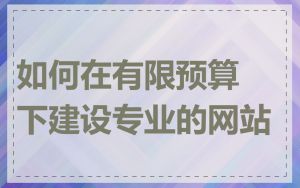 如何在有限预算下建设专业的网站