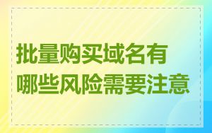 批量购买域名有哪些风险需要注意