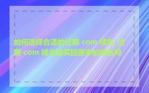 如何选择合适的过期 com 域名_过期 com 域名能买回原来的域名吗