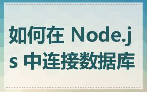 如何在 Node.js 中连接数据库