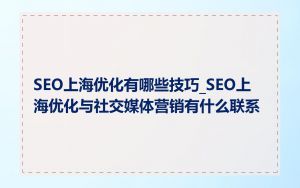 SEO上海优化有哪些技巧_SEO上海优化与社交媒体营销有什么联系