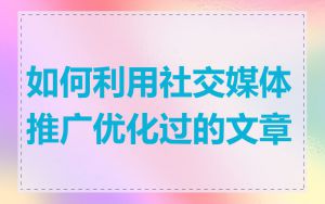 如何利用社交媒体推广优化过的文章