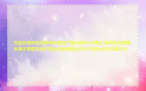 在批处理中如何取得电脑的IP地址和MAC地址_编写批处理脚本用于获取本地IP地址和物理地址(MAC地址)的方法是什么