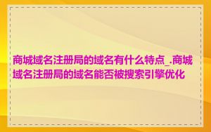 商城域名注册局的域名有什么特点_.商城域名注册局的域名能否被搜索引擎优化