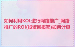如何利用KOL进行网络推广_网络推广的ROI(投资回报率)如何计算