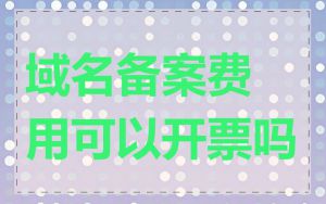 域名备案费用可以开票吗