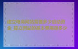 建立电商网站需要多少启动资金_建立网站的基本费用是多少