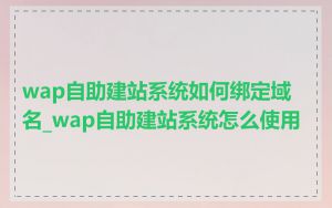 wap自助建站系统如何绑定域名_wap自助建站系统怎么使用