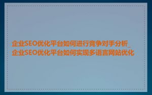 企业SEO优化平台如何进行竞争对手分析_企业SEO优化平台如何实现多语言网站优化