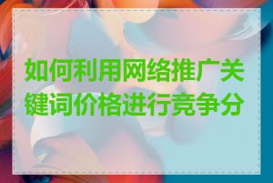 如何利用网络推广关键词价格进行竞争分析