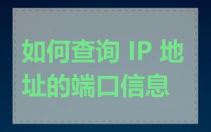 如何查询 IP 地址的端口信息