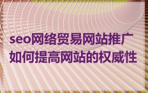seo网络贸易网站推广如何提高网站的权威性