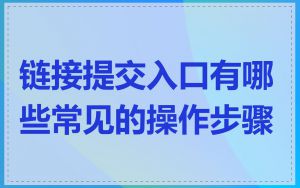 链接提交入口有哪些常见的操作步骤