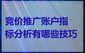 竞价推广账户指标分析有哪些技巧