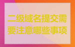 二级域名提交需要注意哪些事项