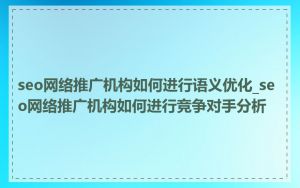 seo网络推广机构如何进行语义优化_seo网络推广机构如何进行竞争对手分析