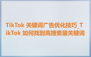 TikTok 关键词广告优化技巧_TikTok 如何找到高搜索量关键词