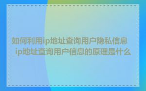 如何利用ip地址查询用户隐私信息_ip地址查询用户信息的原理是什么