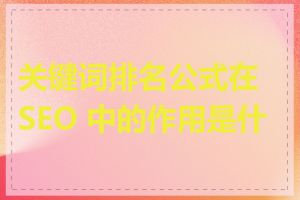 关键词排名公式在 SEO 中的作用是什么