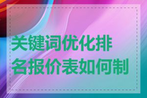 关键词优化排名报价表如何制作