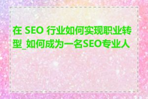 在 SEO 行业如何实现职业转型_如何成为一名SEO专业人士