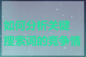 如何分析关键搜索词的竞争情况