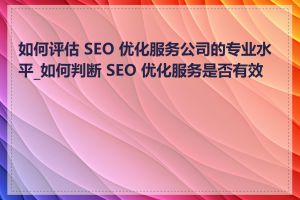 如何评估 SEO 优化服务公司的专业水平_如何判断 SEO 优化服务是否有效果