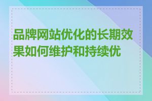 品牌网站优化的长期效果如何维护和持续优化