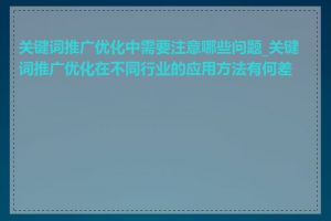 关键词推广优化中需要注意哪些问题_关键词推广优化在不同行业的应用方法有何差异