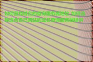 如何查找域名的查询服务器地址_如何选择适合自己网站的域名查询服务器提供商