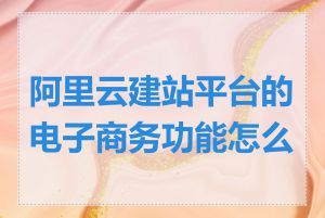 阿里云建站平台的电子商务功能怎么样