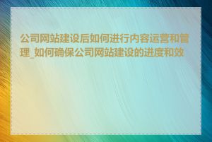 公司网站建设后如何进行内容运营和管理_如何确保公司网站建设的进度和效率