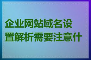 企业网站域名设置解析需要注意什么