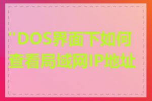"DOS界面下如何查看局域网IP地址"
