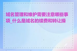 域名管理和维护需要注意哪些事项_什么是域名的续费和转让操作