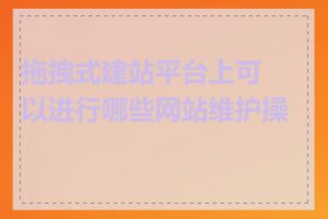 拖拽式建站平台上可以进行哪些网站维护操作