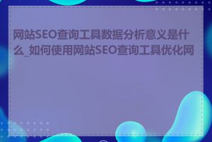 网站SEO查询工具数据分析意义是什么_如何使用网站SEO查询工具优化网站