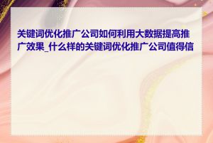 关键词优化推广公司如何利用大数据提高推广效果_什么样的关键词优化推广公司值得信赖