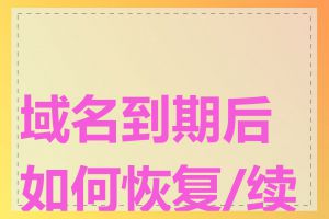 域名到期后如何恢复/续费