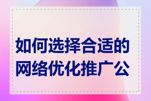 如何选择合适的网络优化推广公司