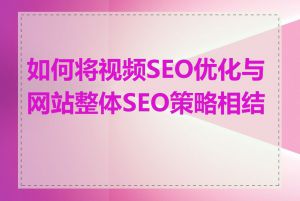 如何将视频SEO优化与网站整体SEO策略相结合