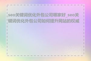 seo关键词优化外包公司哪家好_seo关键词优化外包公司如何提升网站的权威性