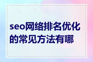 seo网络排名优化的常见方法有哪些