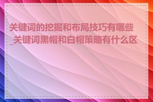 关键词的挖掘和布局技巧有哪些_关键词黑帽和白帽策略有什么区别