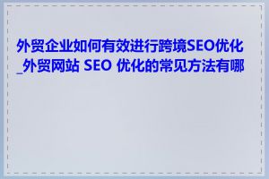 外贸企业如何有效进行跨境SEO优化_外贸网站 SEO 优化的常见方法有哪些